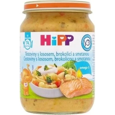 HiPP Pasta con salmón, brócoli y nata del Reino Unido. 14 meses 1×250 g, aperitivo de carne para bebés