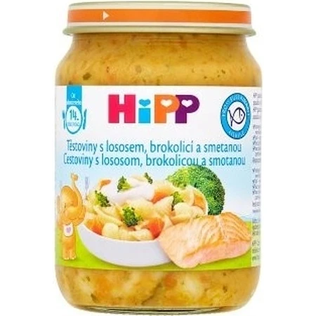 HiPP Pasta con salmón, brócoli y nata del Reino Unido. 14 meses 1×250 g, aperitivo de carne para bebés