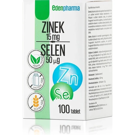 EDENPharma ZINOC 15 mg + SELEN 50 µg 1×100 tbl, voedingssupplement