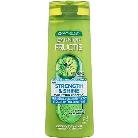 Garnier Fructis Fuerza y Brillo Champú fortalecedor para todo tipo de cabellos sin brillo ni resistencia, 400 ml 1×400 ml, champú