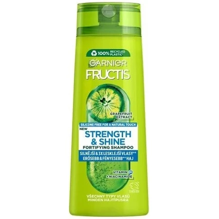 Garnier Fructis Fuerza y Brillo Champú fortalecedor para todo tipo de cabellos sin brillo ni resistencia, 400 ml 1×400 ml, champú