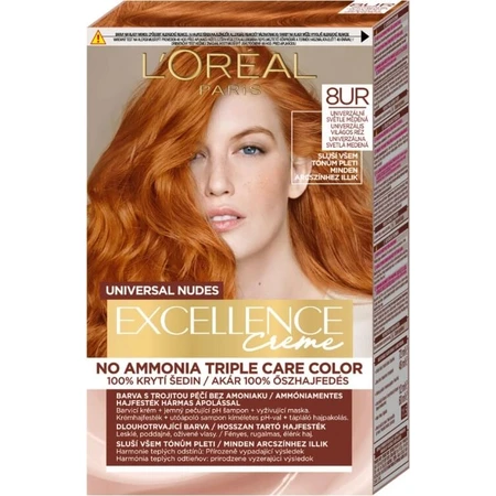L'Oréal Paris Excellence Nudes Copper Nudes Copper 8UR Universal Light Copper 1×1 pc, coloration permanente des cheveux