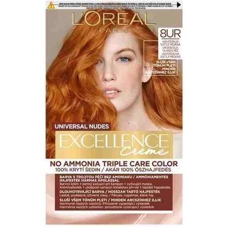 L'Oréal Paris Excellence Nudes Copper Nudes Copper 8UR Universal Light Copper 1×1 pc, coloration permanente des cheveux