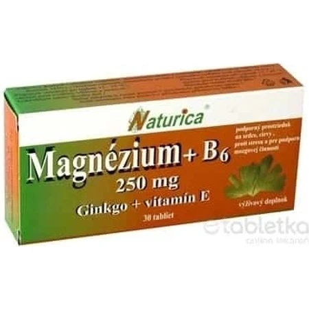 Naturica MAGNEZIO 250 mg+B6+Ginkgo+vitamina E 1×30 tbl, complemento alimenticio