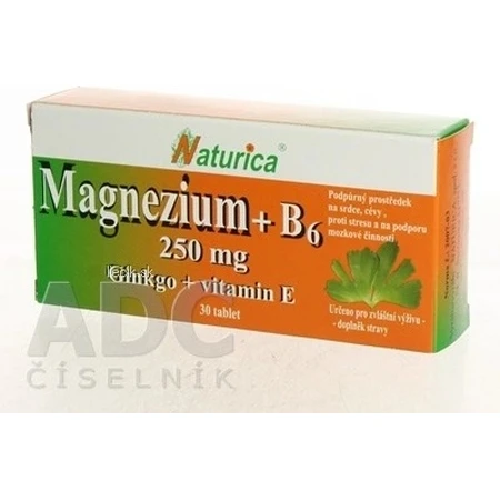 Naturica MAGNEZIO 250 mg+B6+Ginkgo+vitamina E 1×30 tbl, complemento alimenticio
