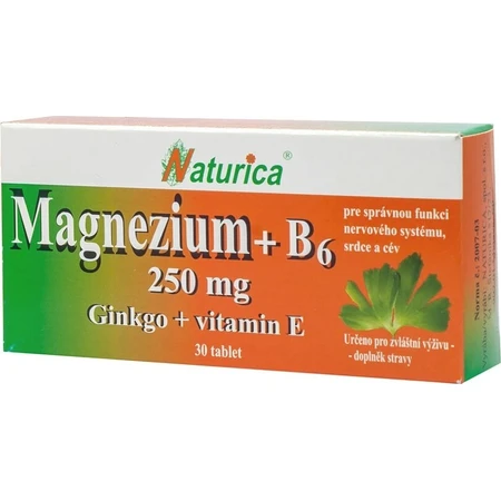 Naturica MAGNEZIO 250 mg+B6+Ginkgo+vitamina E 1×30 tbl, complemento alimenticio