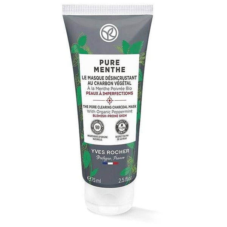 Yves Rocher Pm Activated Charcoal Cleansing Mask 1×75 ml, Aktivkohle-Reinigungsmaske für die Haut