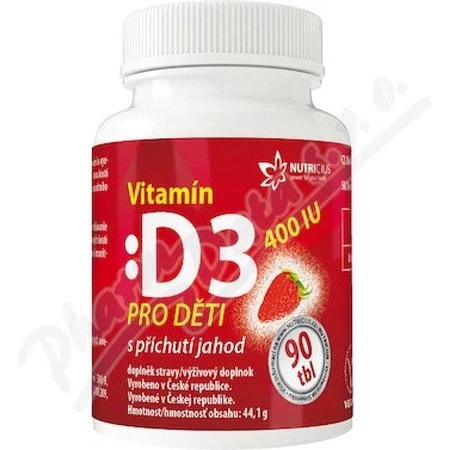NUTRICIUS Vitamin D3 für Kinder 400 IU 1×90 Stück, Vitamine