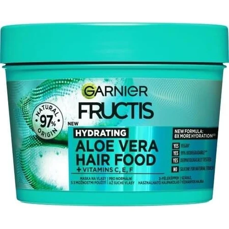 Garnier Fructis Hair Food Hydrating Aloe Vera Mask für normales bis trockenes Haar, 400 ml 1×400 ml, Haarmaske