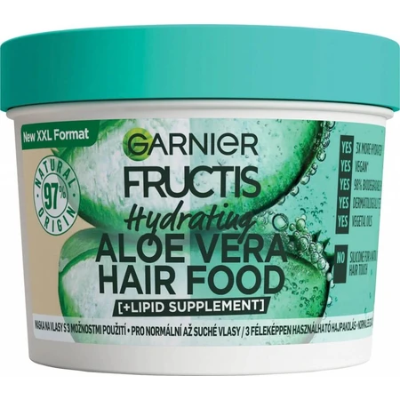 Garnier Fructis Hair Food Hydrating Aloe Vera Mask für normales bis trockenes Haar, 400 ml 1×400 ml, Haarmaske