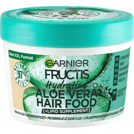 Garnier Fructis Hair Food Hydrating Aloe Vera Mask für normales bis trockenes Haar, 400 ml 1×400 ml, Haarmaske