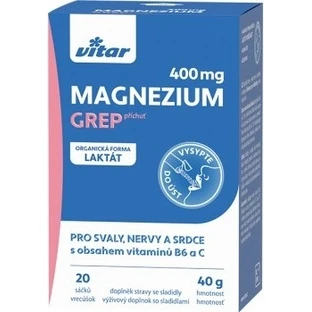 MAGNESIUM 400MG+B6+C 20 Stück GREP VITAR 1x20 Stück, Beutel mit Grapefruit-Geschmack