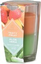 Emocio Bouteille en verre 76&#215;118 mm Bougie parfum&#233;e avec deux tons de fruits aromatiques et Aloe Vera 1&#215;1 pc, bougie parfum&#233;e
