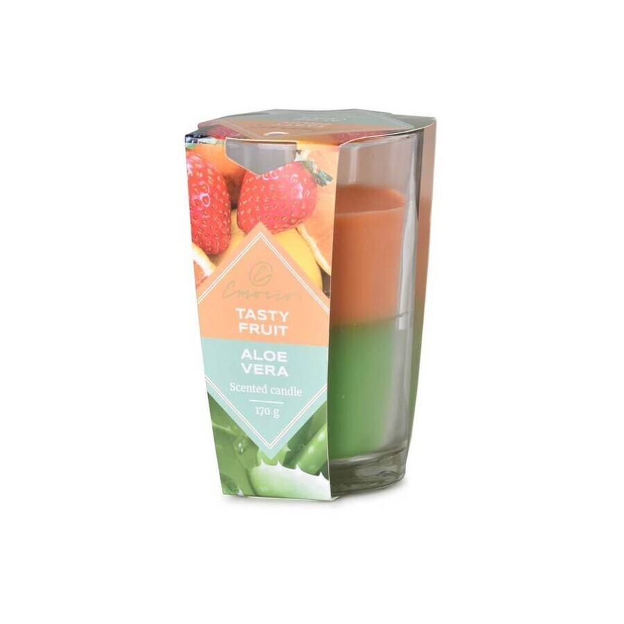 Emocio Bouteille en verre 76×118 mm Bougie parfumée avec deux tons de fruits aromatiques et Aloe Vera 1×1 pc, bougie parfumée Emocio Bouteille en verre 76×118 mm Bougie parfumée avec deux tons de fruits aromatiques et Aloe Vera 1×1 pc, bougie parfumée