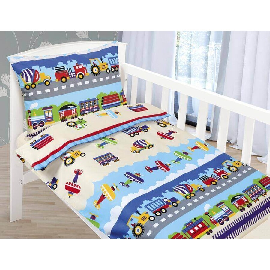 Cearșafuri pentru copii AGÁTA 90/023 avioane și mașini 90x135,45x60