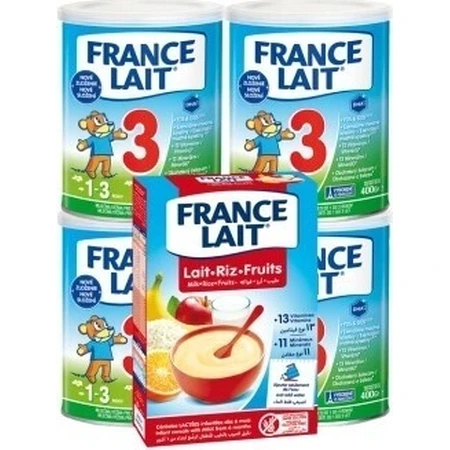 France Lait 3 4x400g + FL papilla de arroz con fruta 250g lote 1×1, lote leche de fórmula infantil
