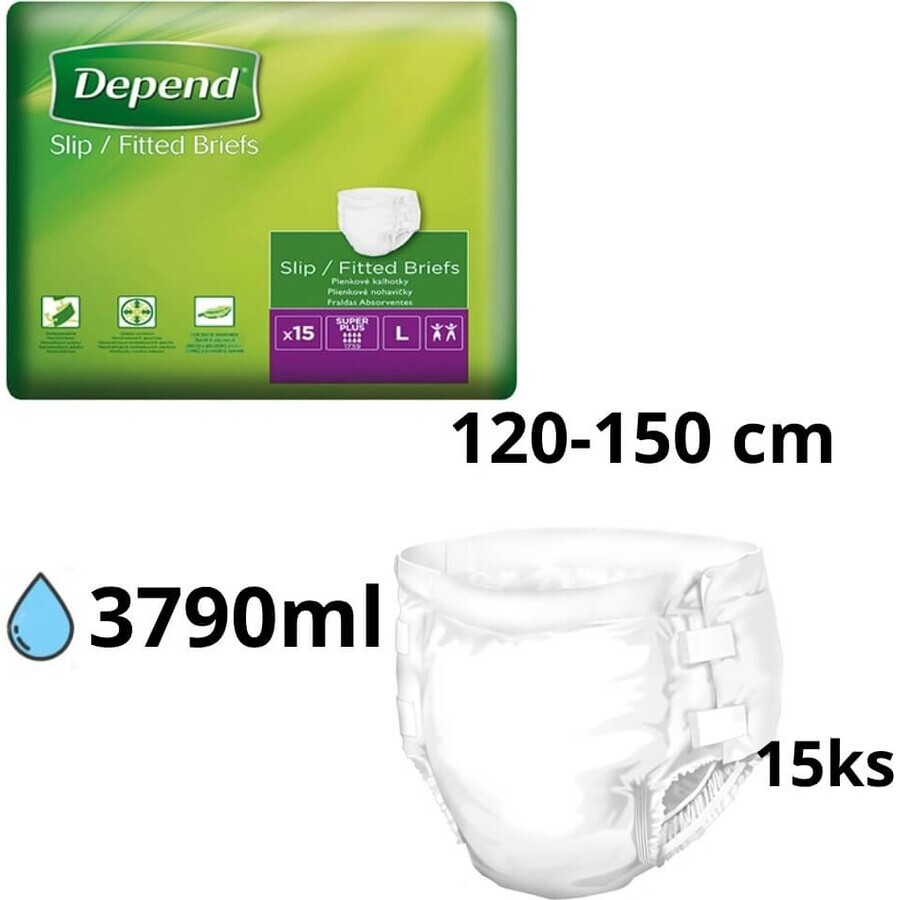 DEPEND Briefs SUPER PLUS L 1×15 Stück, atmungsaktive Windeln
