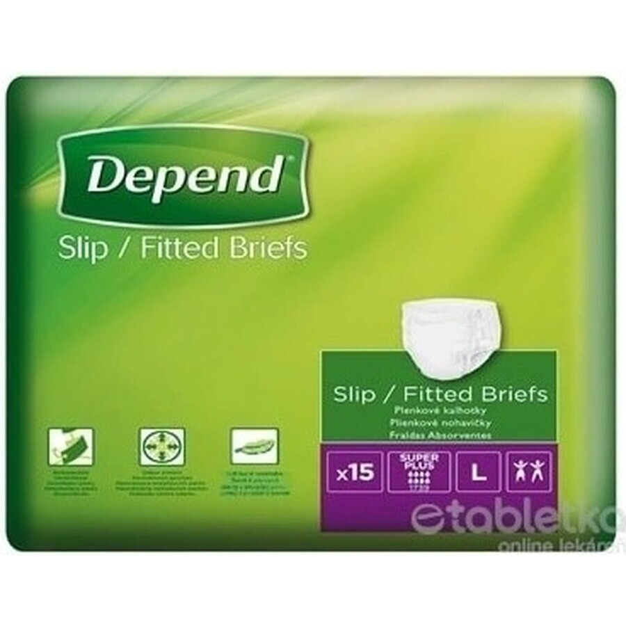 DEPEND Briefs SUPER PLUS L 1×15 Stück, atmungsaktive Windeln