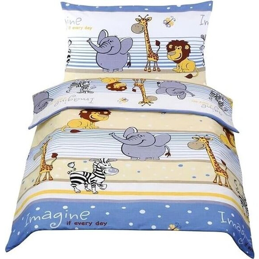Kinderbettwäsche BEÁTA 90/036 safari blau 100x135,45x60