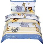 Kinderbettwäsche BEÁTA 90/036 safari blau 100x135,45x60 Kinderbettwäsche BEÁTA 90/036 safari blau 100x135,45x60