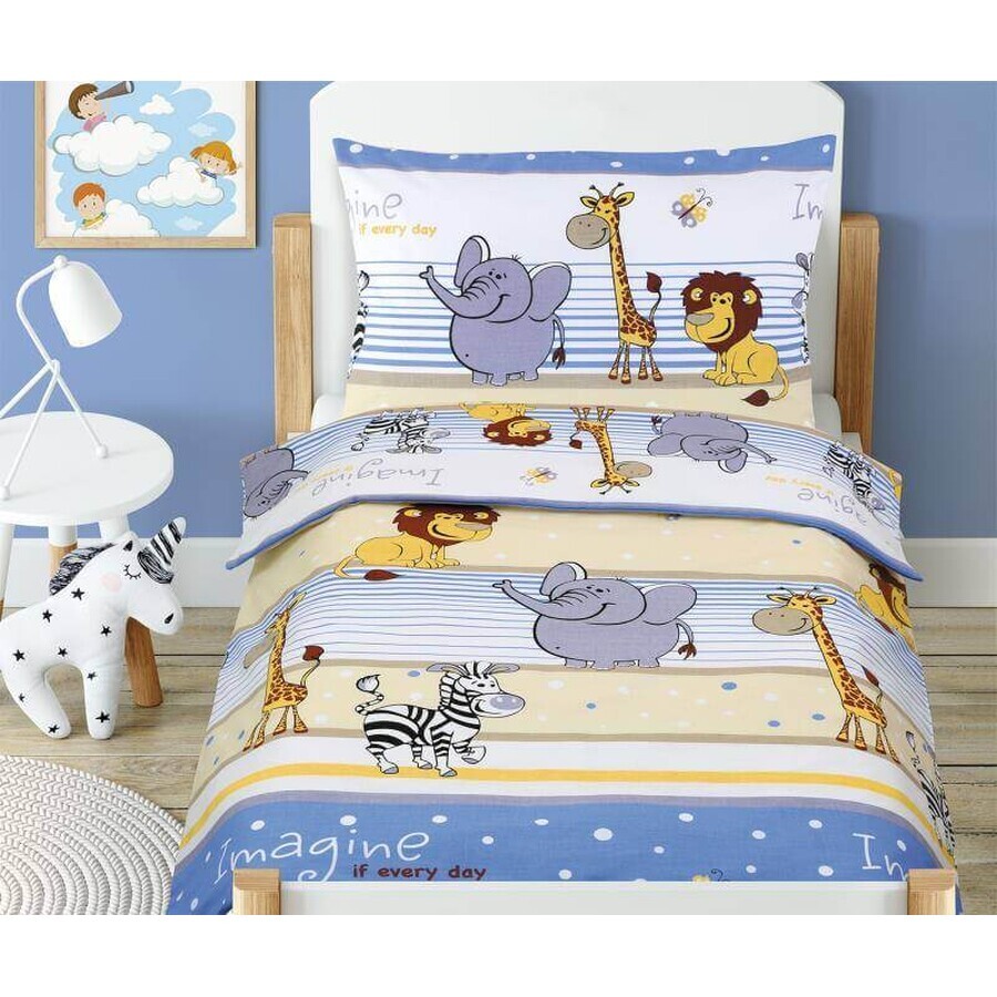 Kinderbettwäsche BEÁTA 90/036 safari blau 100x135,45x60