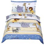 Kinderbettwäsche BEÁTA 90/036 safari blau 100x135,45x60 Kinderbettwäsche BEÁTA 90/036 safari blau 100x135,45x60