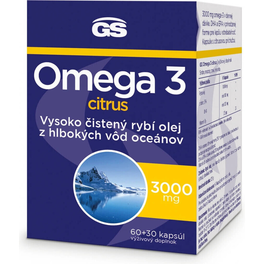 GS Omega 3 citrus, 60+30 capsules 1×90 cps, dietary supplement