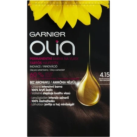 Garnier Olia Permanente Haarfarbe 4.15 Ice Chocolate 1×1 Set, permanente Haarfarbe