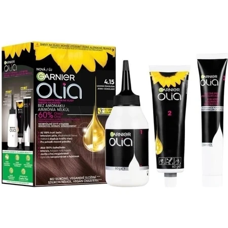 Garnier Olia Permanente Haarfarbe 4.15 Ice Chocolate 1×1 Set, permanente Haarfarbe