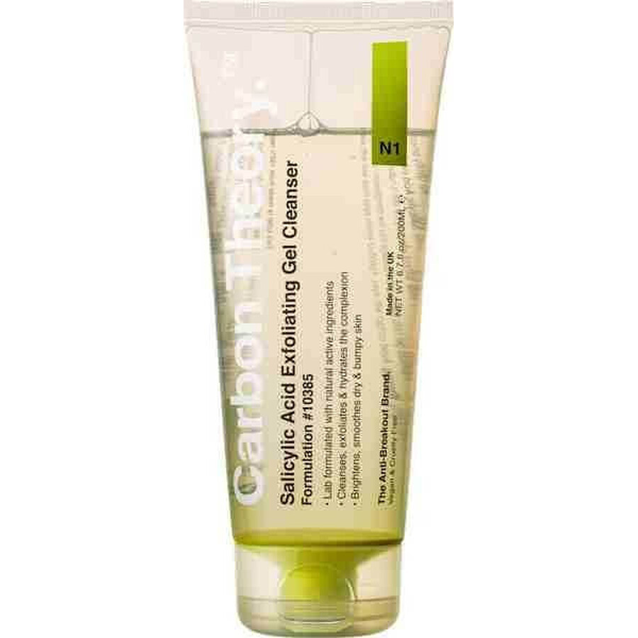 Carbon Theory, gel limpiador exfoliante con ácido salicílico 200 ml, gel limpiador