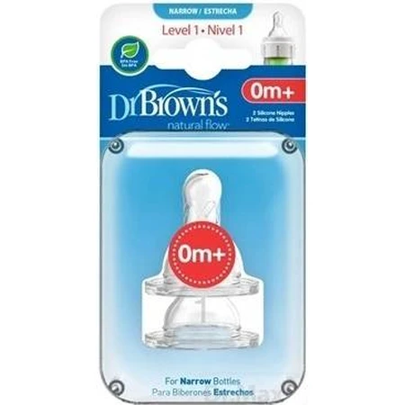 Dr.BROWN'S OPTIONS+ NIVEL 1 1×2 piezas, estrechas, tetinas de silicona 0m+