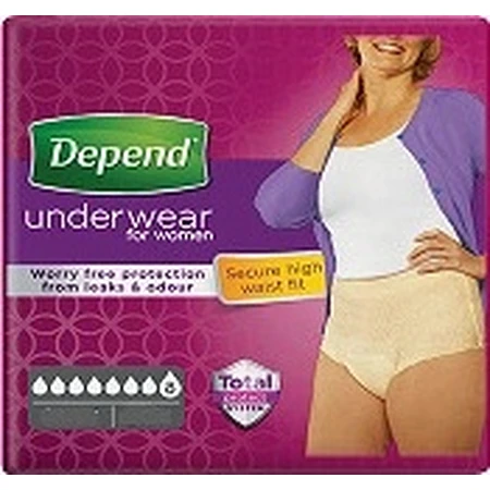DEPEND SUPER L para mujer 1×9 unidades, slip elástico, contorno de cadera 95-130 cm