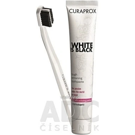 CURAPROX Black is White + CS 5460 1×1 set, pasta dentífrica blanqueadora de 90 ml + cepillo dental CS 5460