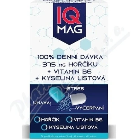 IQ MAG Magnesium 375 mg + B6 + foliumzuur 1×60 stuks, voedingssupplement