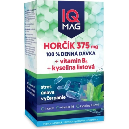 IQ MAG Magnesium 375 mg + B6 + foliumzuur 1×60 stuks, voedingssupplement