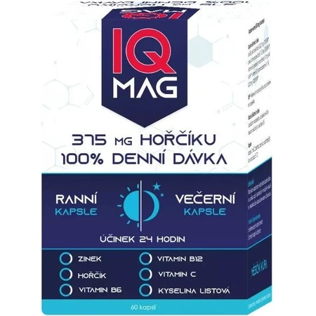 IQ MAG Magnesium 375 mg + B6 + foliumzuur 1×60 stuks, voedingssupplement
