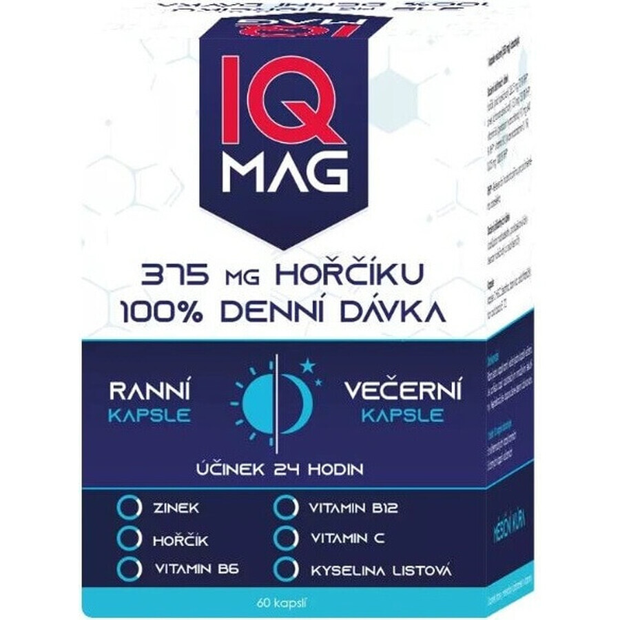 IQ MAG Magnesium 375 mg + B6 + foliumzuur 1×60 stuks, voedingssupplement