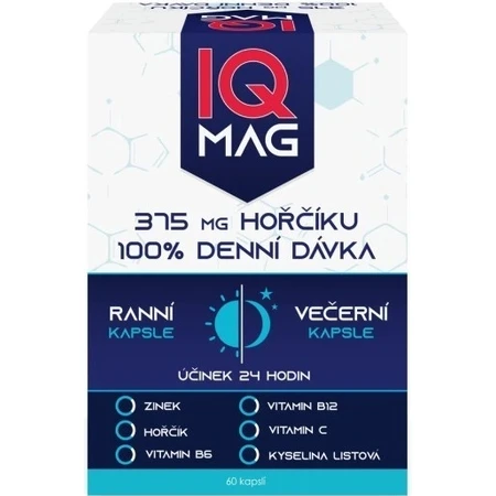 IQ MAG Magnesium 375 mg + B6 + foliumzuur 1×60 stuks, voedingssupplement