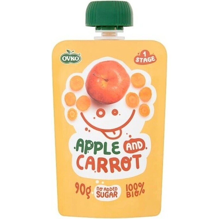 OVKO Biologische Babyvoeding Appel Wortel 1×90 g, fruitcapsule OVKO Biologische Babyvoeding Appel Wortel 1×90 g, fruitcapsule