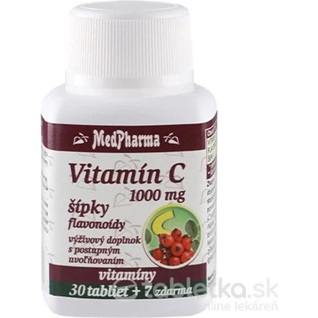 MedPharma VITAMIN C 1000 mg mit Hagebutten 1×37 tbl, schrittweise Freigabe