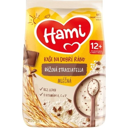 HAMI Gachas de arroz con leche stracciatella 1×210 g, gachas de arroz