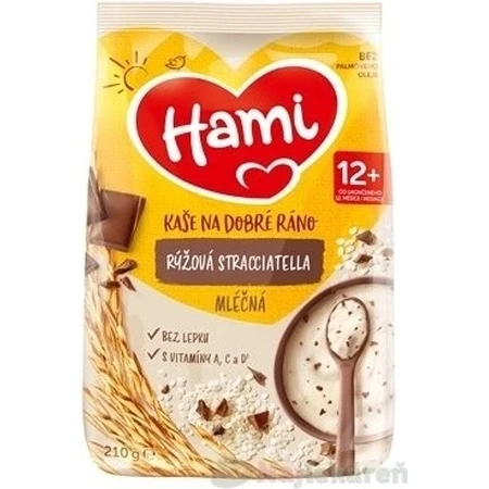 HAMI Gachas de arroz con leche stracciatella 1×210 g, gachas de arroz