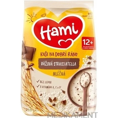 HAMI Gachas de arroz con leche stracciatella 1×210 g, gachas de arroz