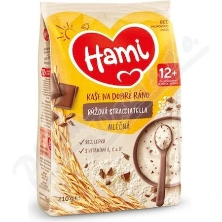 HAMI Gachas de arroz con leche stracciatella 1×210 g, gachas de arroz