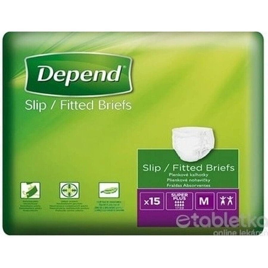DEPEND Briefs SUPER PLUS M 1×15 pcs, breathable diapers