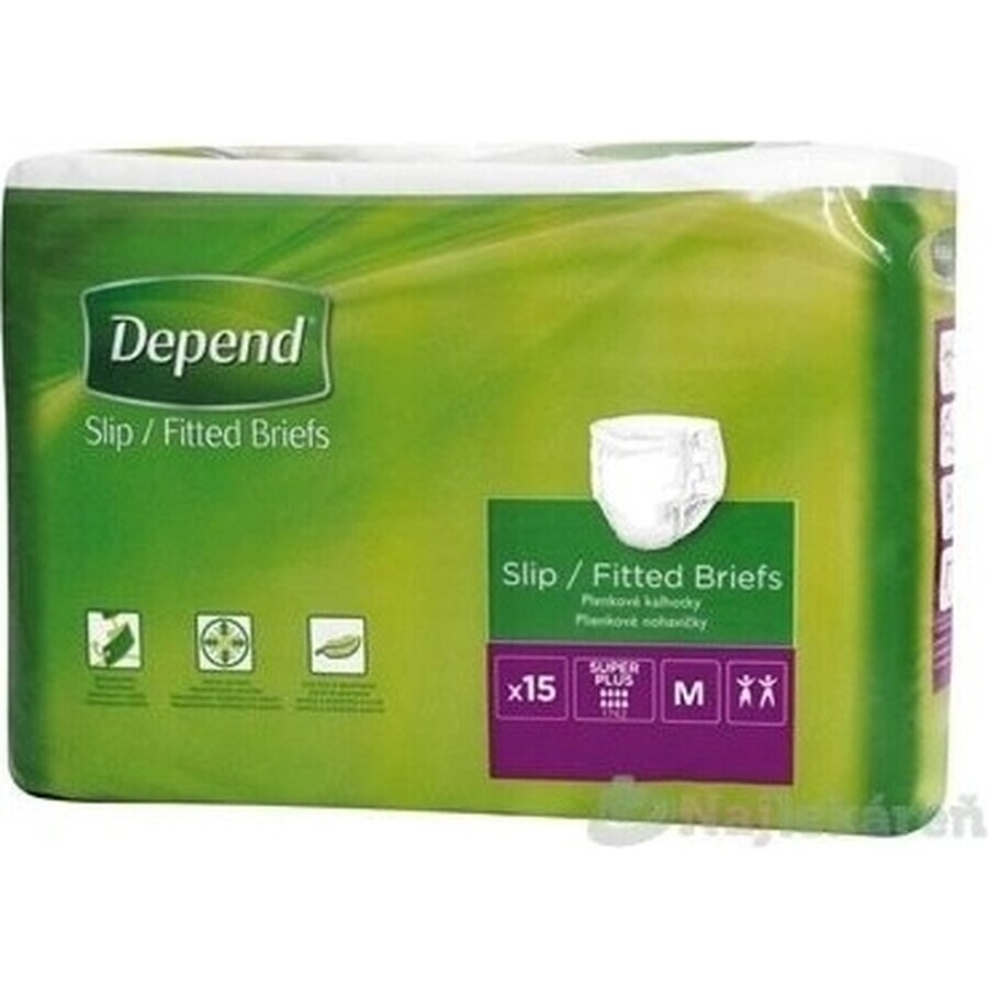 DEPEND Briefs SUPER PLUS M 1×15 pcs, breathable diapers