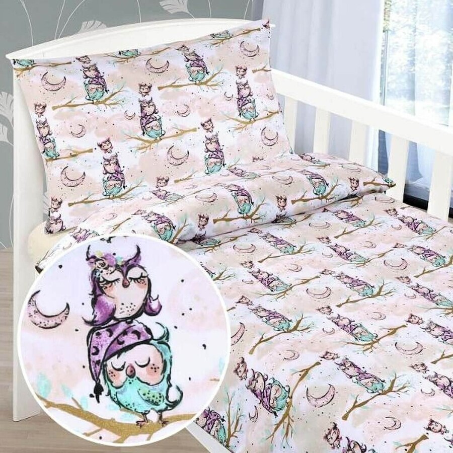 Children's bed linen AGÁTA 90/086 owl on one branch 90x135,45x60
