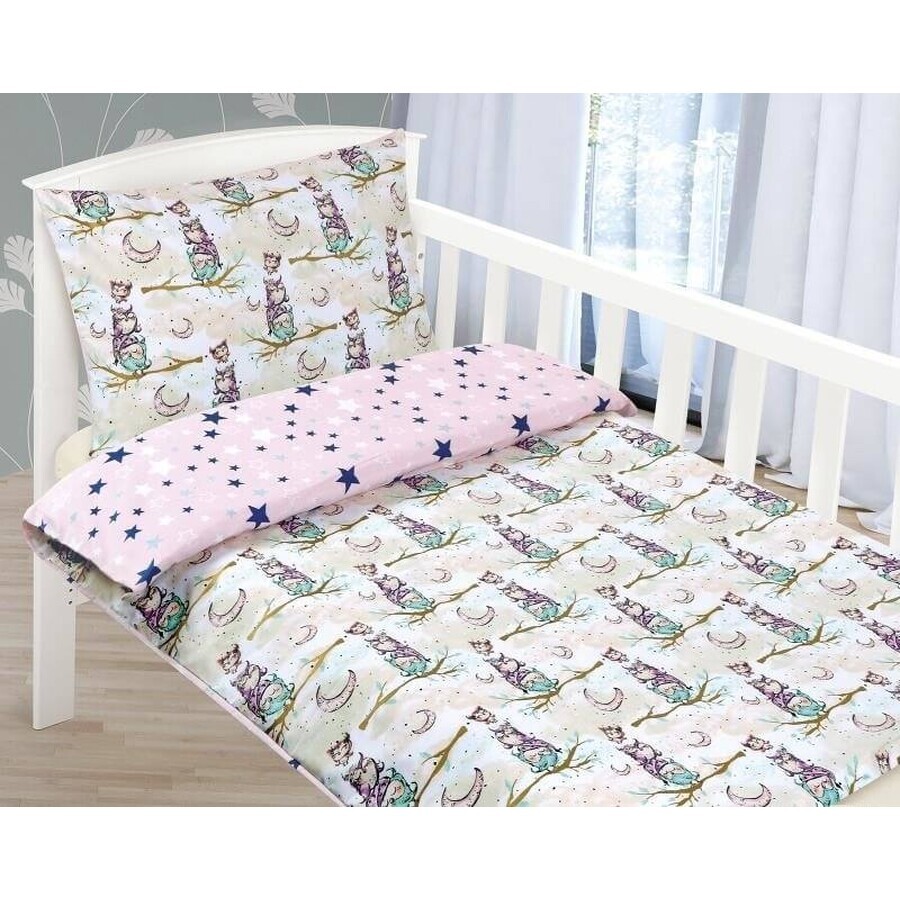 Children's bed linen AGÁTA 90/086 owl on one branch 90x135,45x60