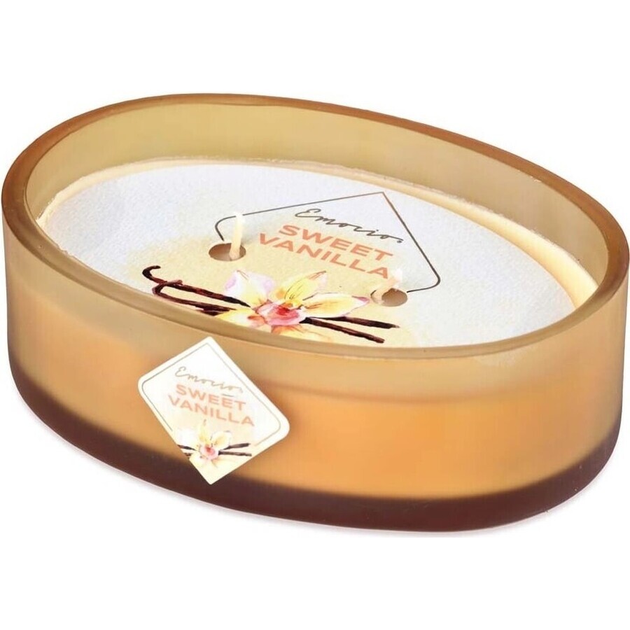 Winkel op Emocio Gekleurde glazen fles 144×102×50 mm ovaal 2 lonten Sweet Vanilla geurkaars 1×1 st, geurkaars Emocio Gekleurde glazen fles 144×102×50 mm ovaal 2 lonten Sweet Vanilla geurkaars 1×1 st, geurkaars