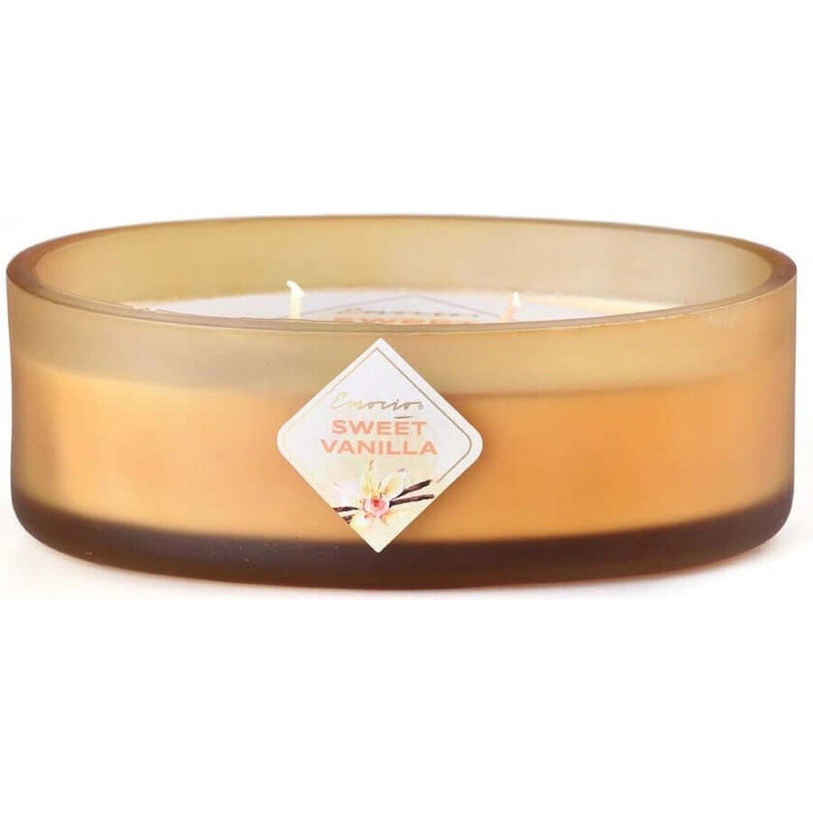 Emocio Gekleurde glazen fles 144×102×50 mm ovaal 2 lonten Sweet Vanilla geurkaars 1×1 st, geurkaars Emocio Gekleurde glazen fles 144×102×50 mm ovaal 2 lonten Sweet Vanilla geurkaars 1×1 st, geurkaars